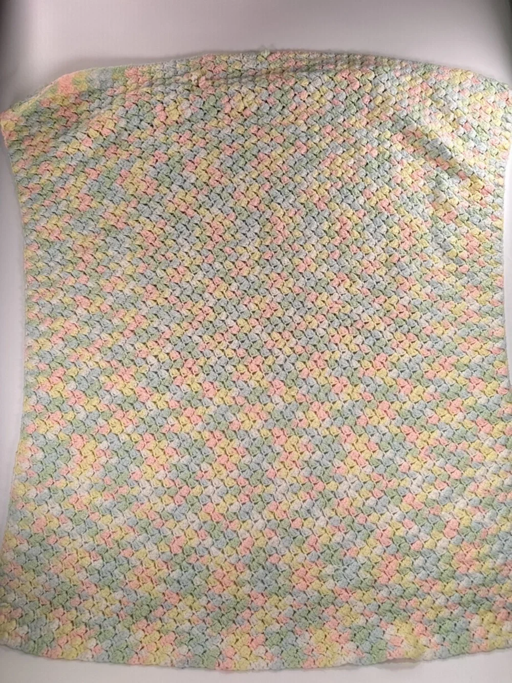 Pastel Crochet Baby Blanket Shell Stitch Nursery Afghan OS